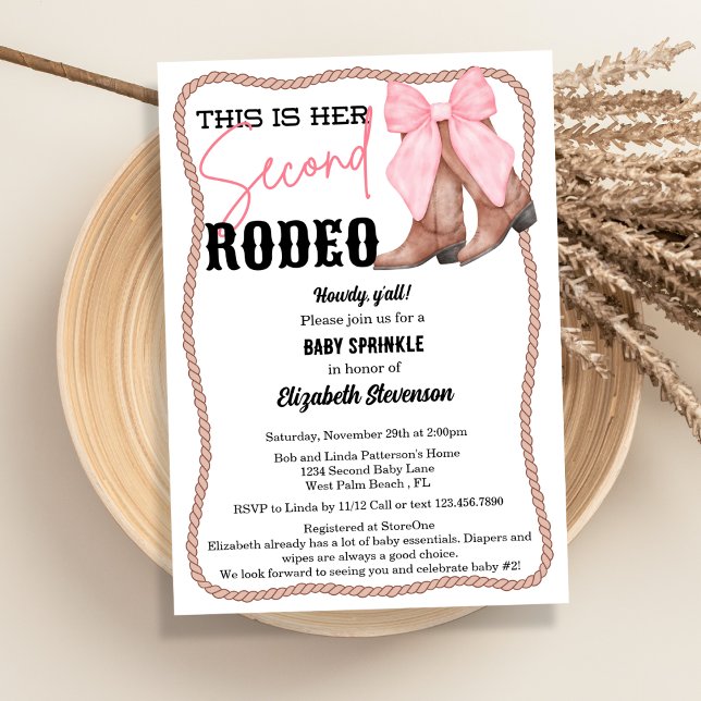 Western Boots Pink Bow Rodeo Second Baby Sprinkle Einladung (Von Creator hochgeladen)