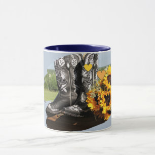 Western Boots Sonnenblumen Rustikale Hochzeit Tasse