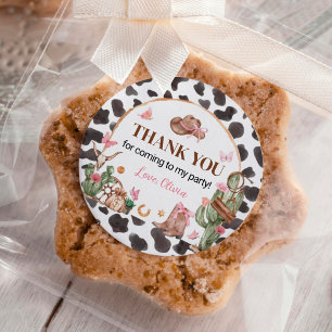 Western Bows Pink Cowgirl Geburtstag Runder Aufkleber