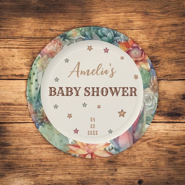 Western Boy ein kleines Cowboy Brown Baby Dusche Pappteller (Von Creator hochgeladen)