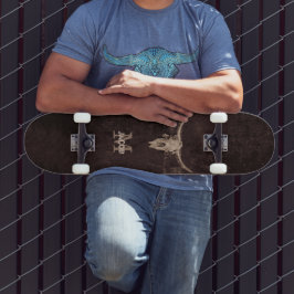 Western Braun Beige Alte Rustikale Bullskulptur Mo Skateboard