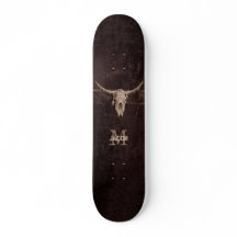Western Braun Beige Alte Rustikale Bullskulptur Mo