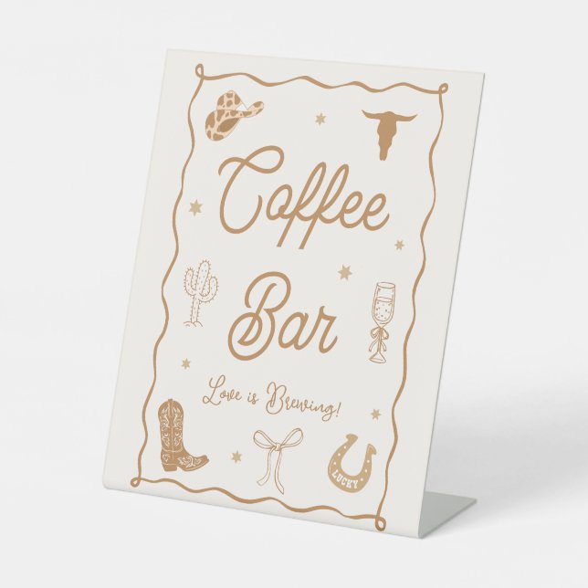 Western Brautparty Kaffee Bar Sockelschild (Vorderseite)
