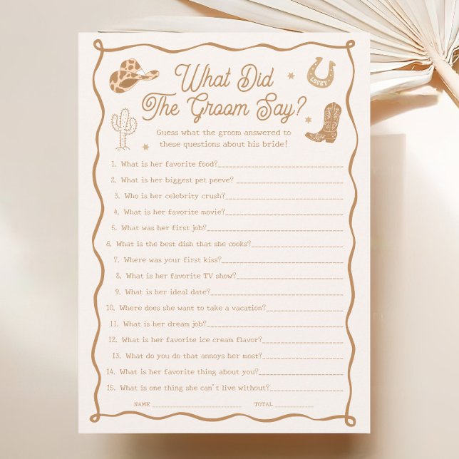Western Bridal Shower What Did the Groom Say Game  Einladung (Von Creator hochgeladen)