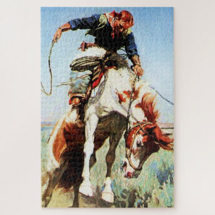 Western "Bronco Rider" Kunst von W Herbert Dunton Puzzle