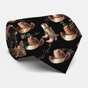 Western Bronze Cowboy Hats Boots Ropes Krawatte