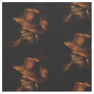 Western-Bronzecowboyhut-und Stiefel-Druck-Gewebe Stoff