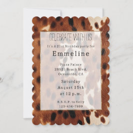 Western Brown Black Cowboy Cowhide Einladung
