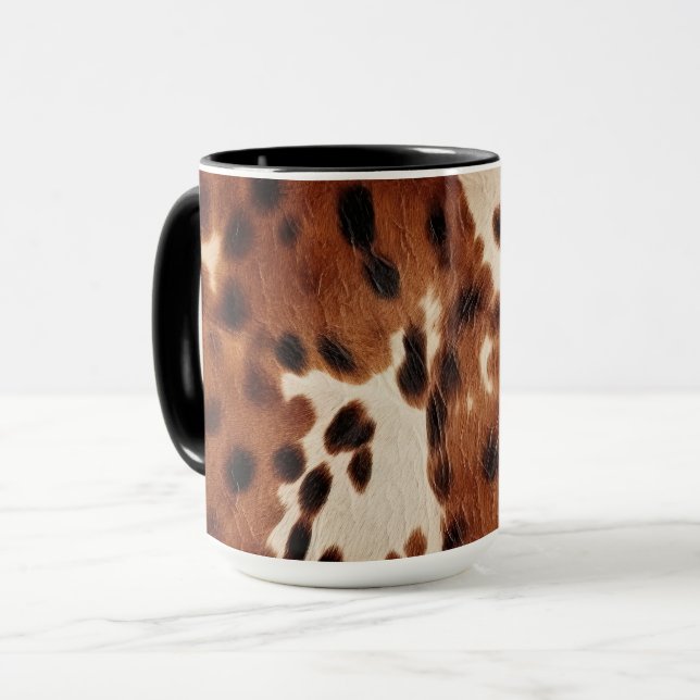 Western Brown Black Cowboy Cowhide Tasse (Vorderseite Links)
