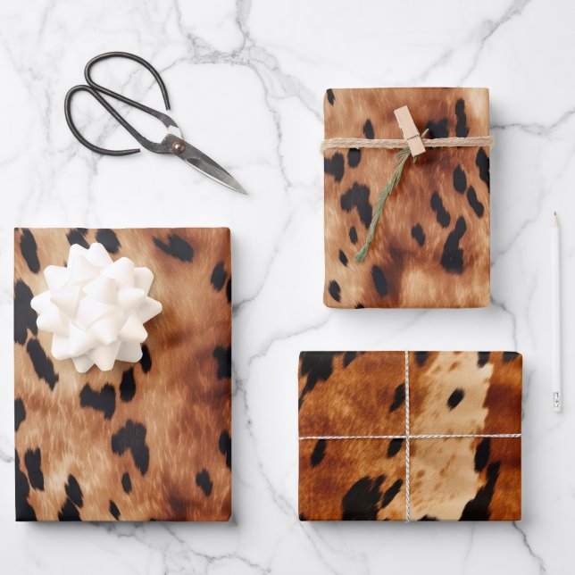 Western Brown Black Cowhide Animal Geschenkpapier Set (Vorderseite)