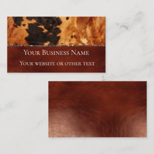 Western Brown Black Cowhide Visitenkarte