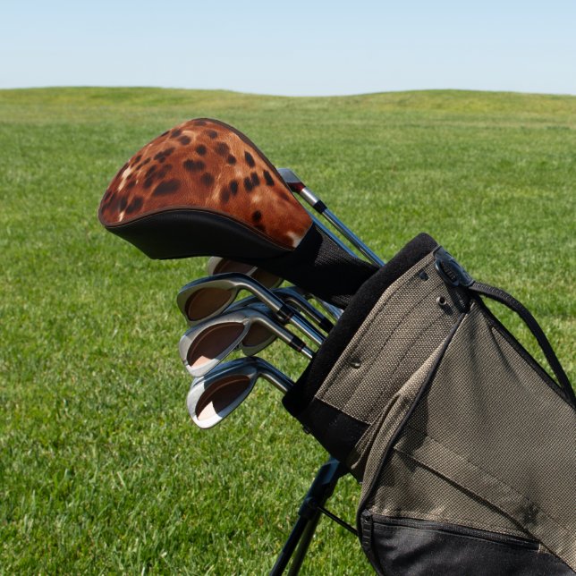 Western Brown Black Cream Cowhide Golf Headcover (In SItu)