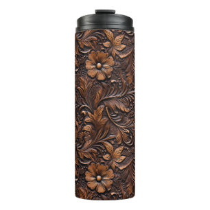 Western Brown Cowgirl Bohemisch Floral Thermosbecher