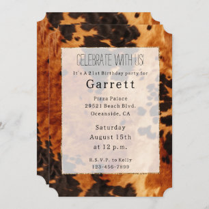 Western Brown Cowhide Cowboy Cowgirl Einladung