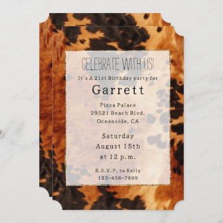 Western Brown Cowhide Cowboy Cowgirl Einladung