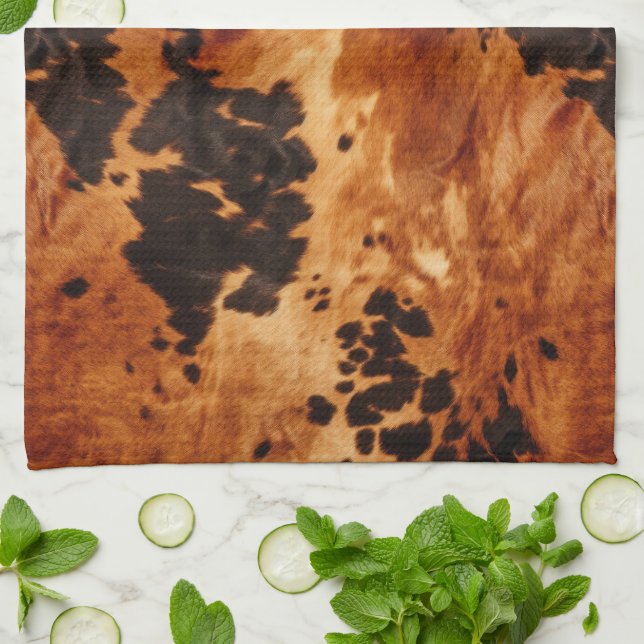 Western Brown Cowhide Cowboy Cowgirl Geschirrtuch (Gefaltet)