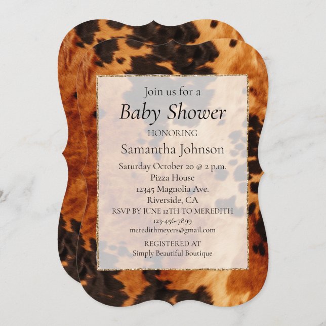 Western Brown Cowhide Einladung (Vorne/Hinten)