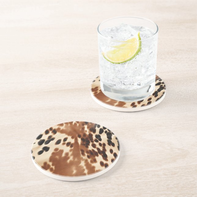 Western Brown Cowhide Getränkeuntersetzer (Seite)