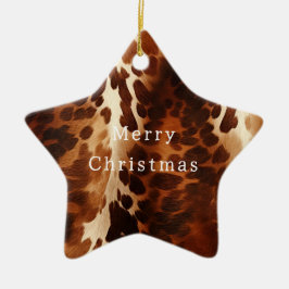 Western Brown Cowhide Keramik Ornament