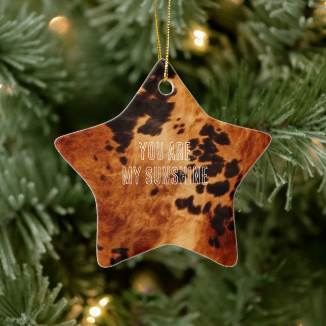 Western Brown Cowhide Keramik Ornament (Baum)