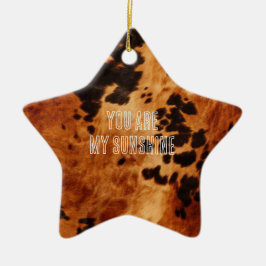 Western Brown Cowhide Keramik Ornament