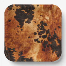 Western Brown Cowhide Pappteller