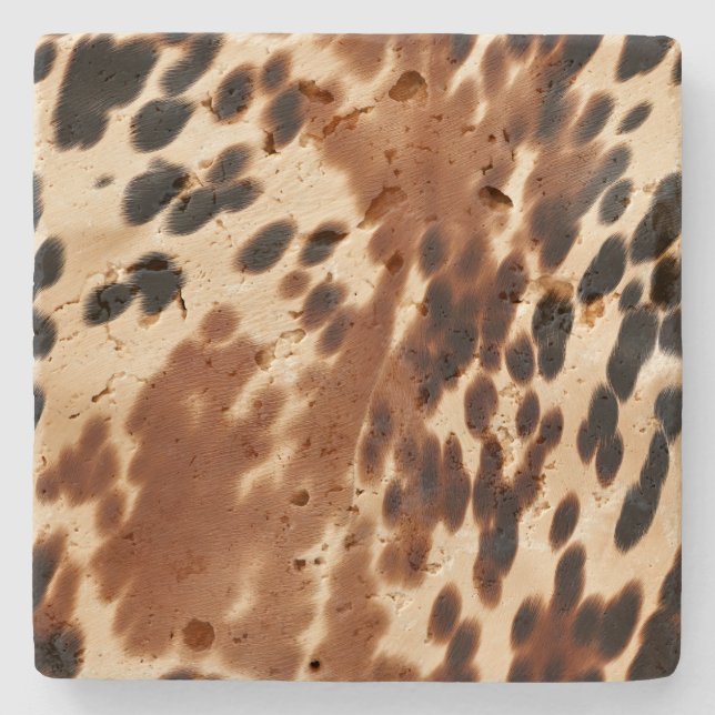 Western Brown Cowhide Steinuntersetzer (Vorderseite)