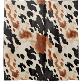 Western Brown Cream Animal Cowhid Duschvorhang
