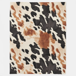 Western Brown Cream Animal Cowhid Fleecedecke