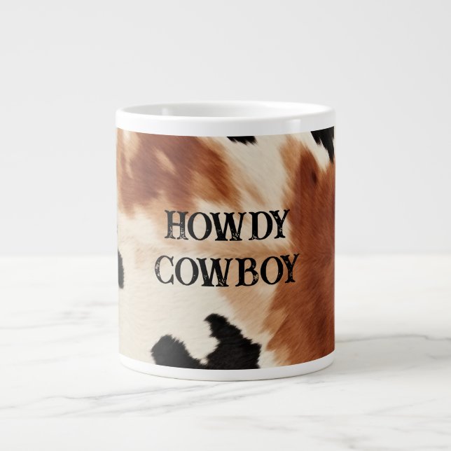 Western Brown Cream Animal Cowhid Jumbo-Tasse (Vorderseite)