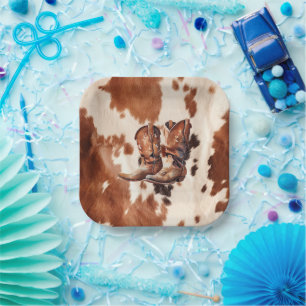 Western Brown Cream Cowboy Boots Pappteller