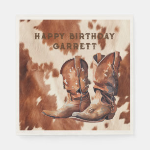 Western Brown Cream Cowboy Boots Serviette