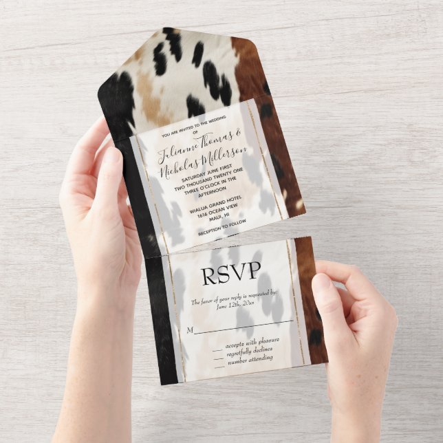 Western Brown Cream Cowhide All In One Einladung (Abreißen)