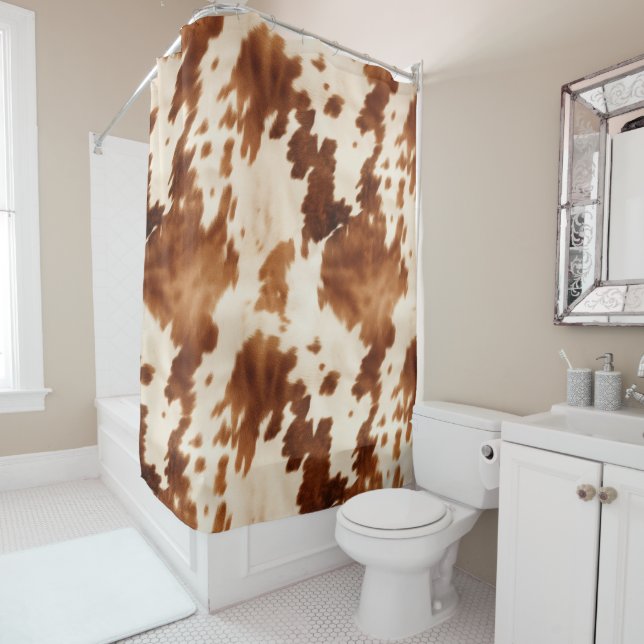 Western Brown Cream Cowhide Duschvorhang (Beispiel)