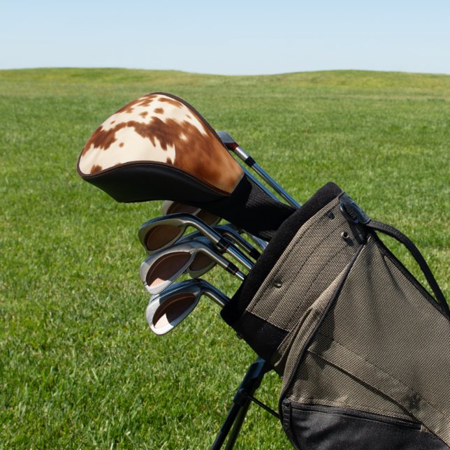Western Brown Cream Cowhide Golf Headcover (In SItu)