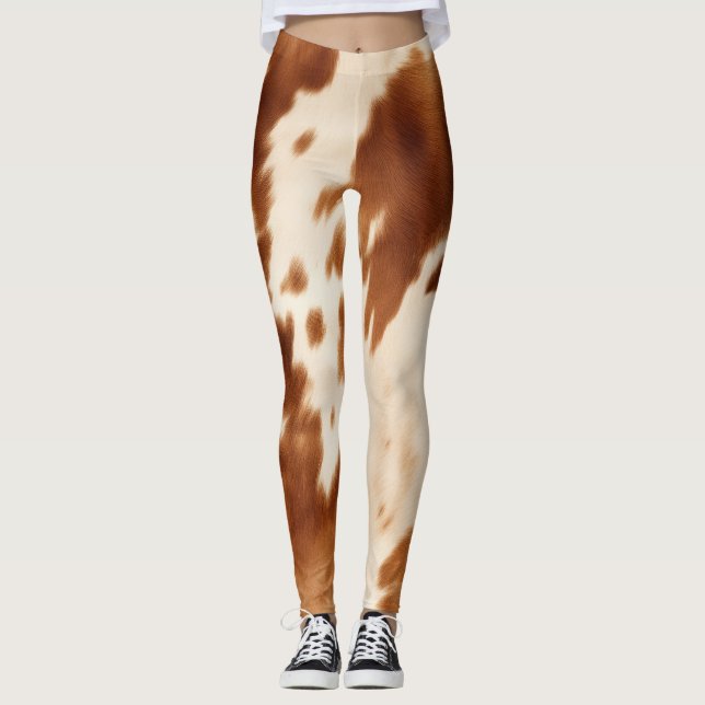 Western Brown Cream Cowhide Leggings (Vorderseite)