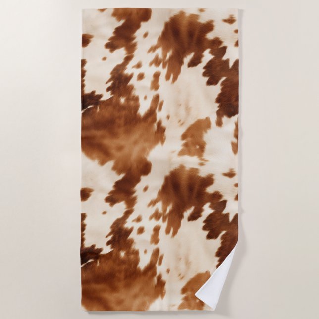 Western Brown Cream Cowhide Strandtuch (Vorderseite)