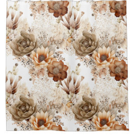 Western Brown Cream Southwest Floral Duschvorhang