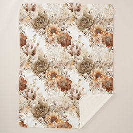Western Brown Cream Südwest Floral Sherpadecke