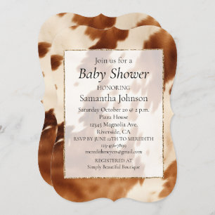 Western Brown Creme Cowhide Animal Print Einladung