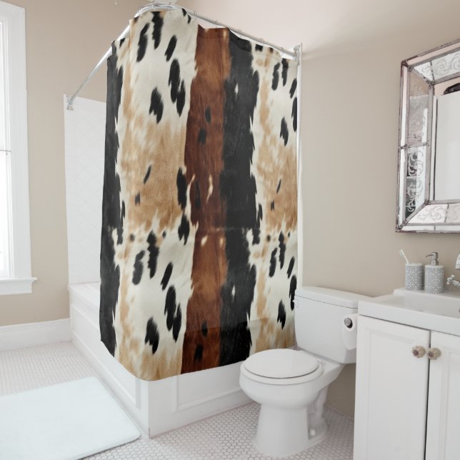 Western Brown Creme Cowhide Tier Duschvorhang (Beispiel)