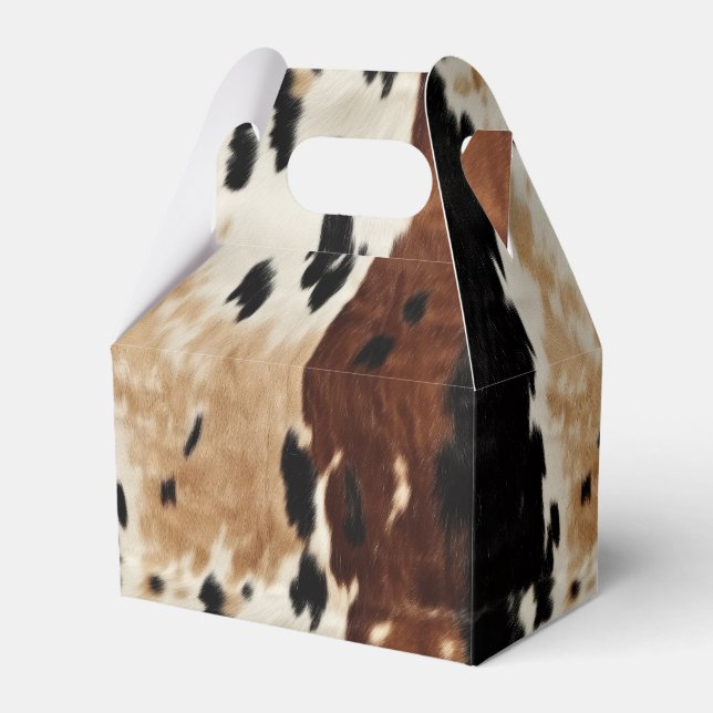 Western Brown Creme Cowhide Tier Geschenkschachtel (Vorderseite)