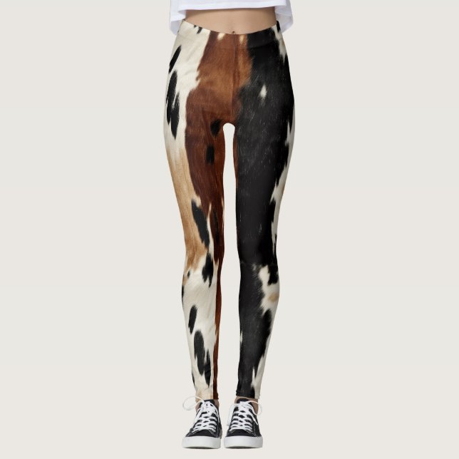 Western Brown Creme Cowhide Tier Leggings (Vorderseite)