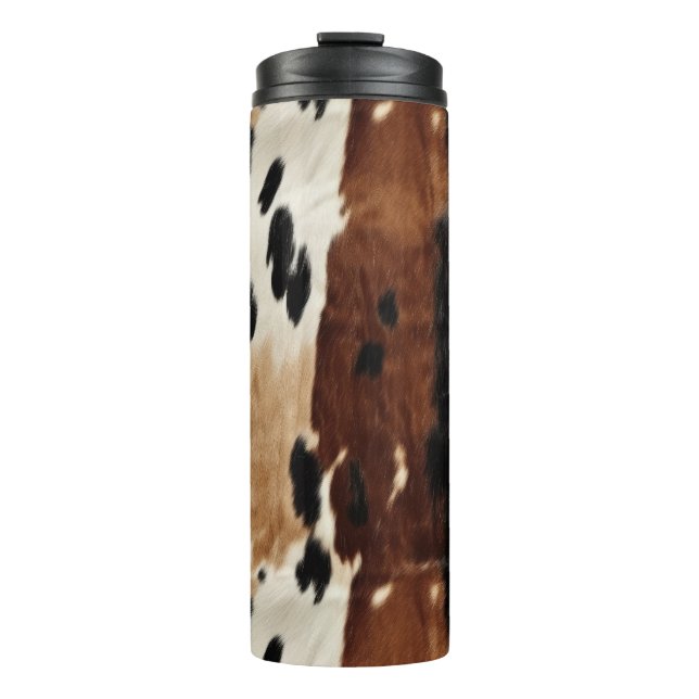 Western Brown Creme Cowhide Tier Thermosbecher (Vorderseite)
