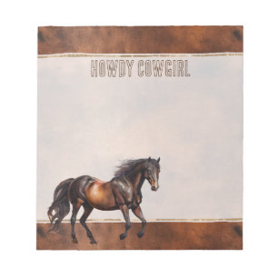 Western Brown Horse Cowboy Cowgirl Notizblock