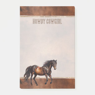 Western Brown Horse Cowboy Cowgirl Post-it Klebezettel