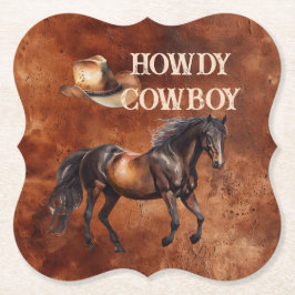 Western Brown Howdy Cowboy Brown Untersetzer