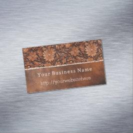 Western Brown Imitats Leather Magnetische Visitenkarte