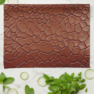 Western Brown Leather Look Animal Geschirrtuch