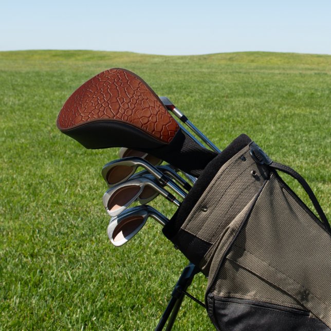 Western Brown Leather Look Animal Golf Headcover (In SItu)